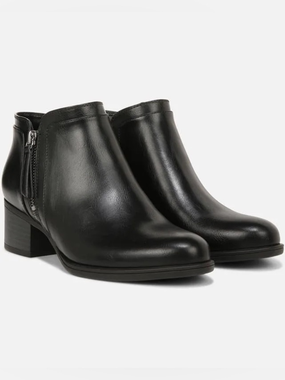NIB Naturalizer Karol Ankle Bootie Faux Leather Block Heels Side Zip Size 7.5W